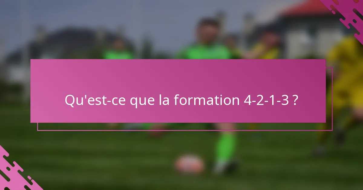 Qu'est-ce que la formation 4-2-1-3 ?